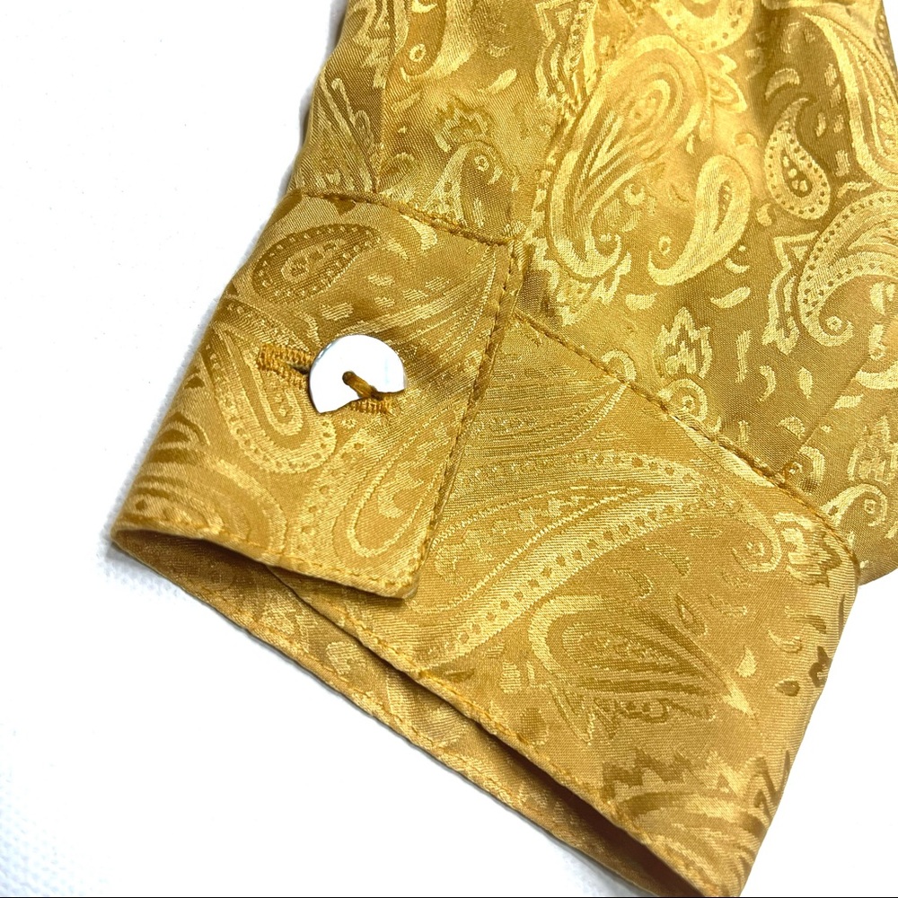 Gold 100% Silk Button Down - Picture 4 of 5
